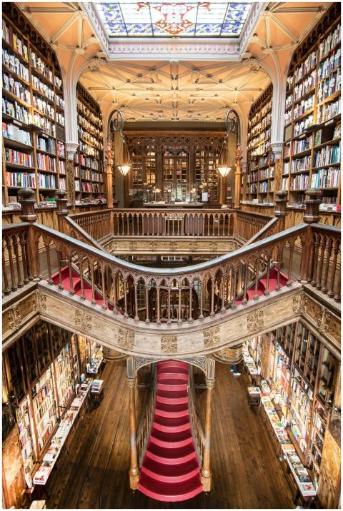 Stunning view of the iconic Livraria Lello's grand
