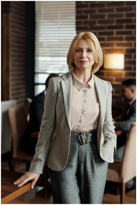 Professional businesswoman in a tailored blazer an