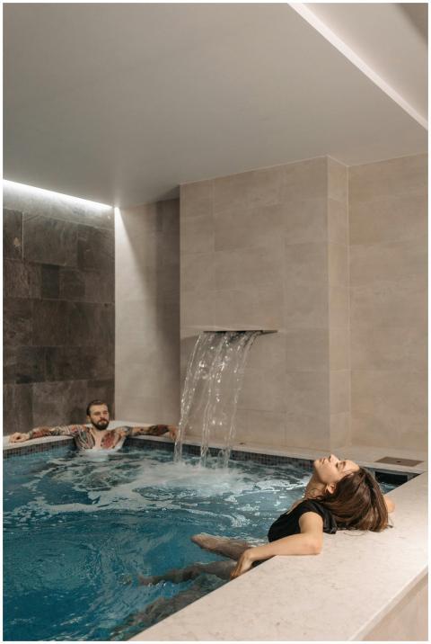 A couple enjoying a relaxing moment in a modern in