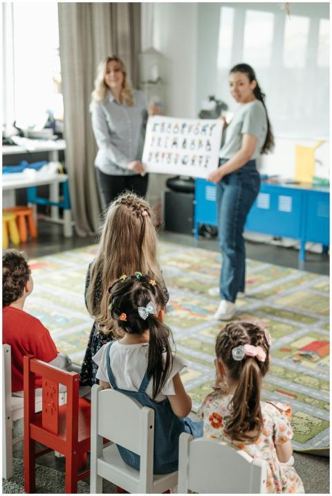 Young children engaged in a fun alphabet lesson wi