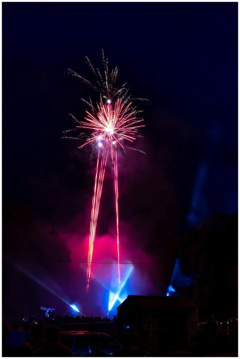 Captivating fireworks display with vivid red and b