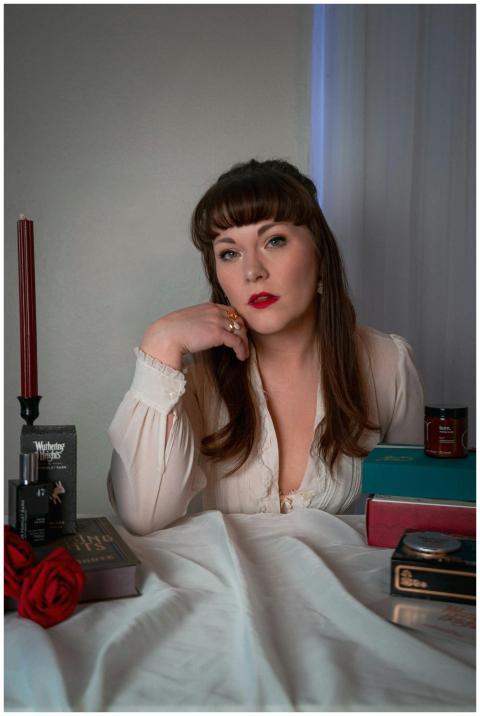 Elegant portrait of a woman in a vintage setting w