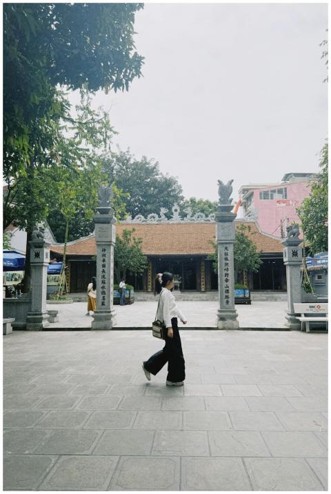 Woman Walking Front Historic