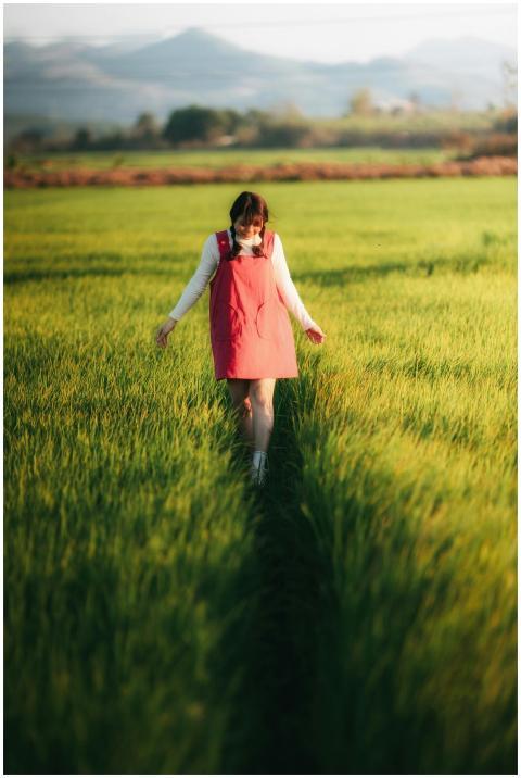 Young Woman Walking Through