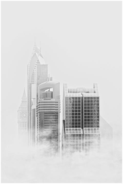 Stunning black and white photo of modern Dubai sky