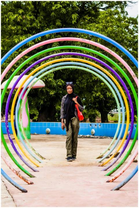Colorful Archway Person Walking