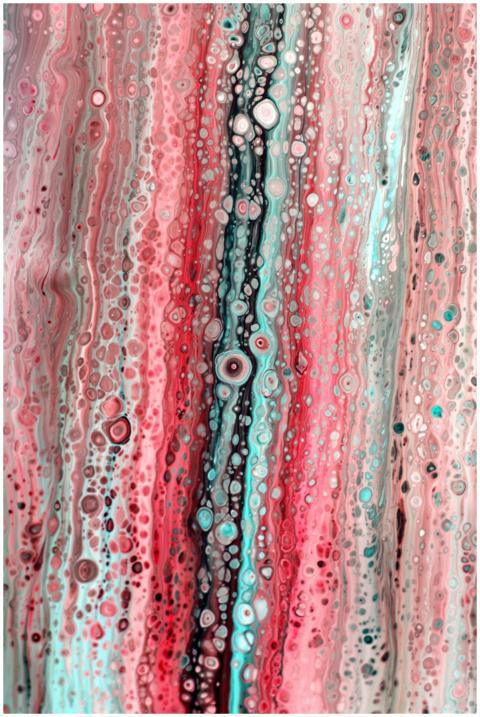 Colorful abstract fluid painting featuring intrica