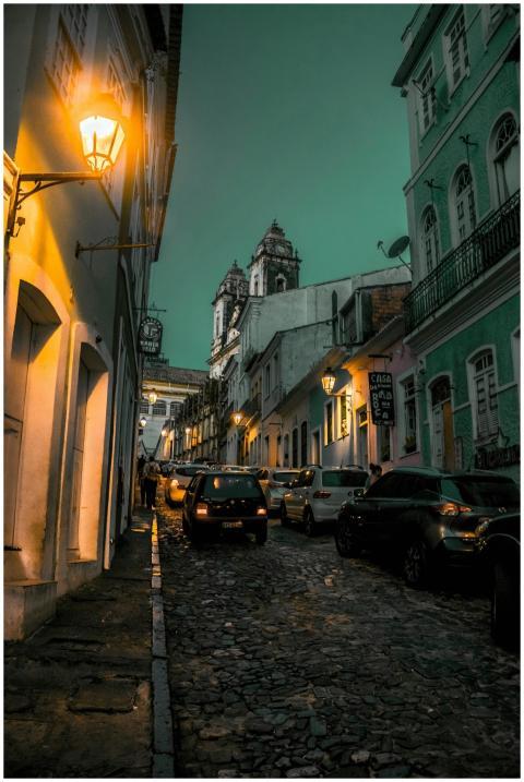 Charming cobblestone street with old buildings and