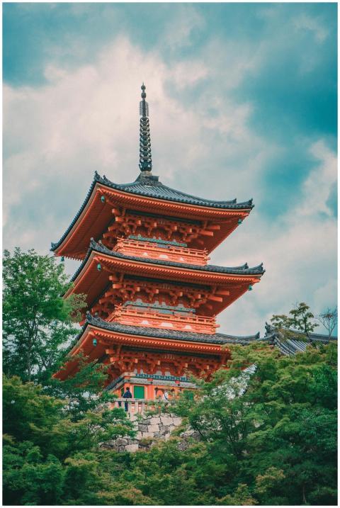Stunning view of the iconic pagoda at Kiyomizu Tem