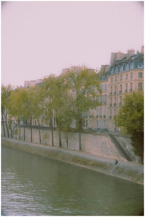 Picturesque canal in Paris with classic buildings