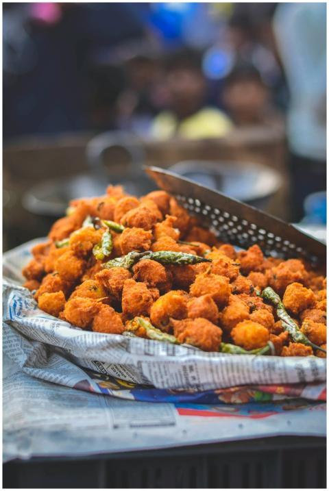 Delicious crispy street food served on a platter i