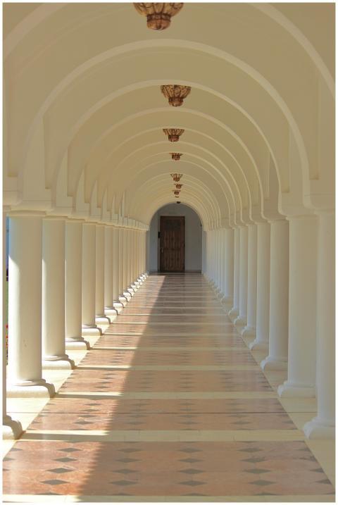 A stunning perspective view of a classical archway