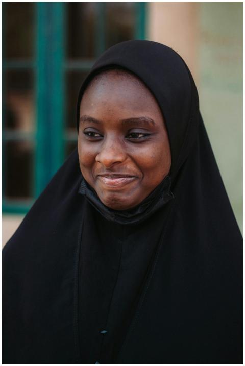 Smiling Woman Black Hijab