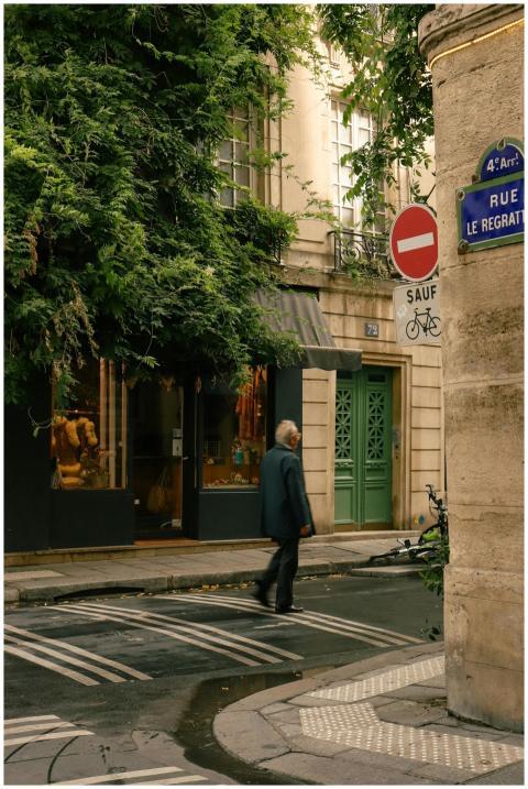 A picturesque Paris street with greenery and a lon