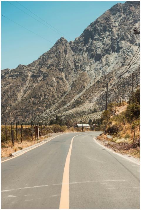 Peaceful road through the mountains in Maipú, Chil