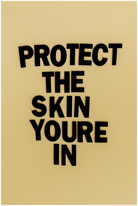Minimalistic image with a skin cancer awareness qu