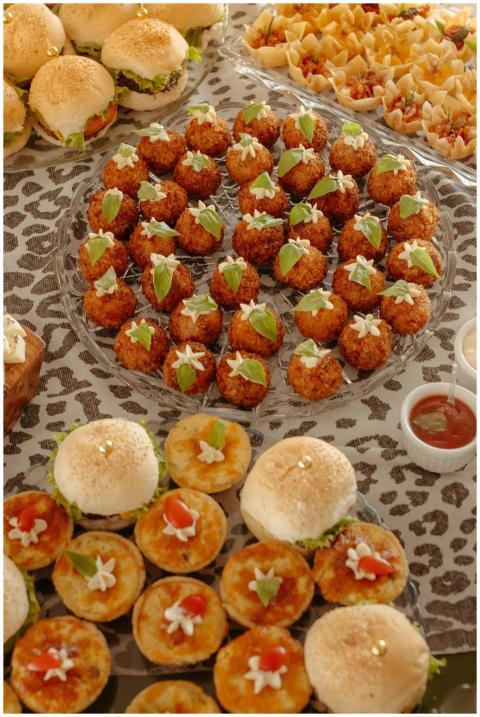 A high-angle view of an elegant spread of assorted