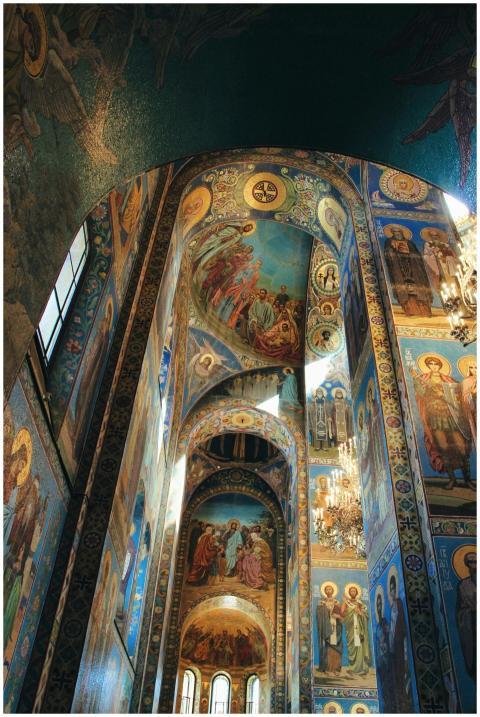 Intricate mosaics inside Church on Spilled Blood c