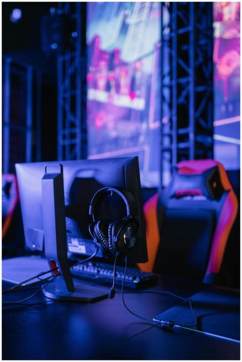 A modern gaming setup featuring a computer monitor