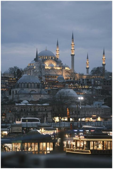 A stunning view of Istanbul featuring an illuminat