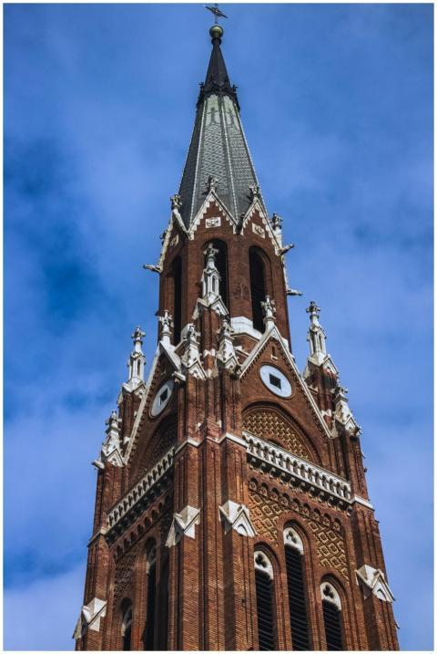 Capture of a Gothic-style church tower in Budapest