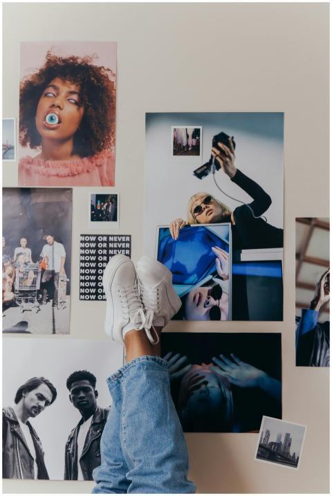 A creative photo composition featuring photos on a