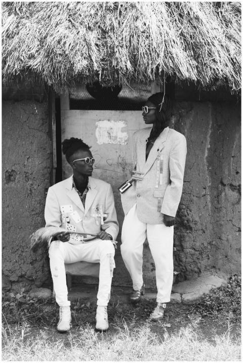 Fashionable young adults pose in traditional Nairo