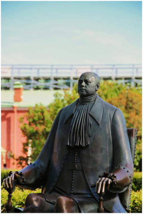 A bronze statue of Peter the Great in the summer s