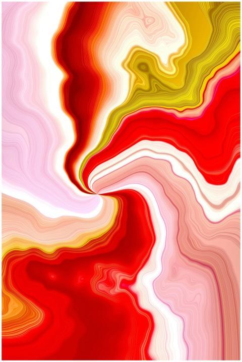 Colorful abstract swirl with red, pink, and yellow