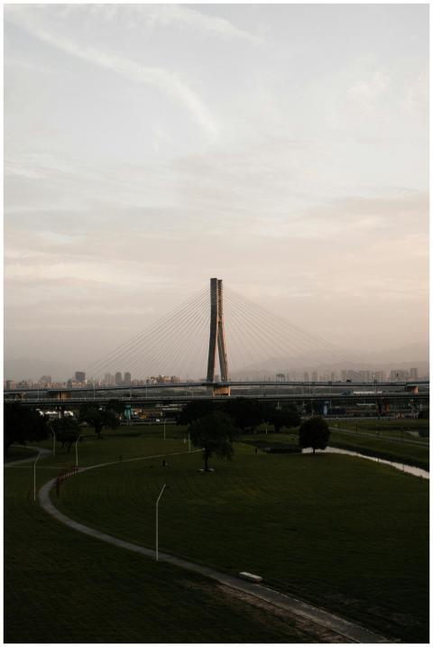 Serene view of Binhai Bridge in New Taipei City at