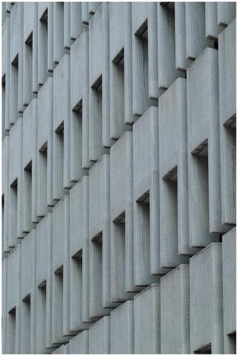 Close-up of a modern building exterior showcasing