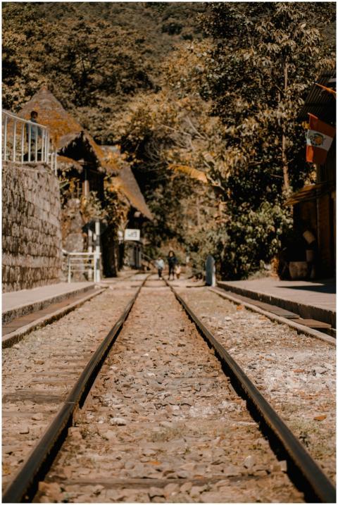 Charming railway tracks surrounded by rustic archi