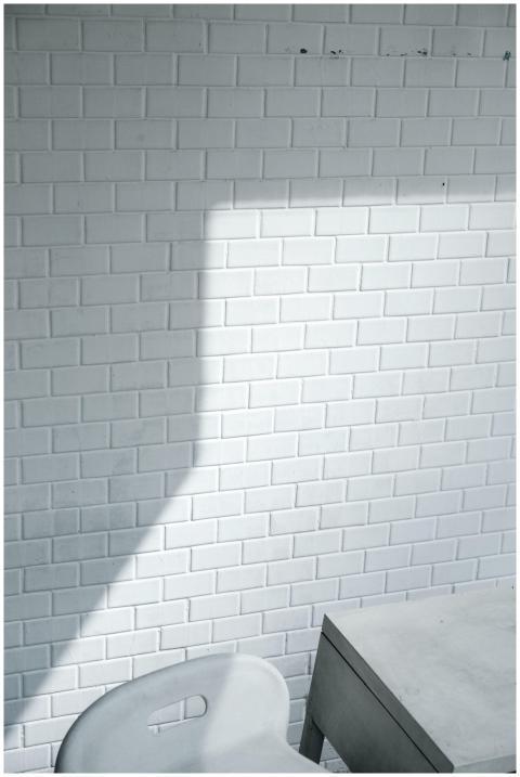 A minimalist white brick wall casting a shadow, pa