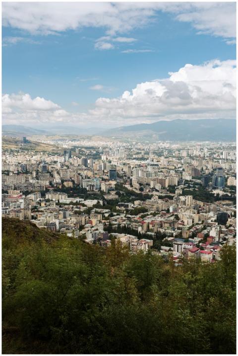 Aerial Tbilisi Cityscape Under