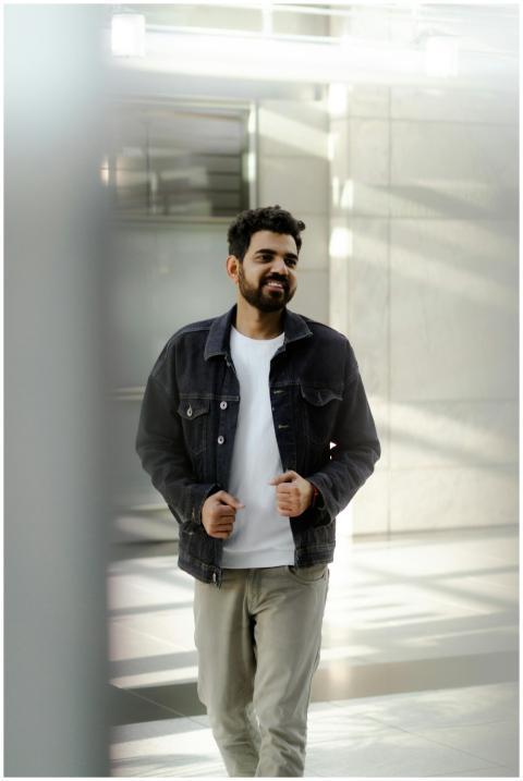 Casual Man Smiling Indoors