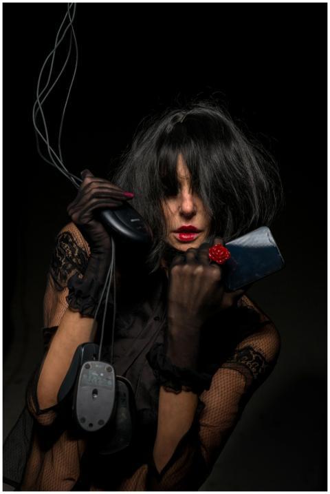 Dramatic Portrait Woman Holding