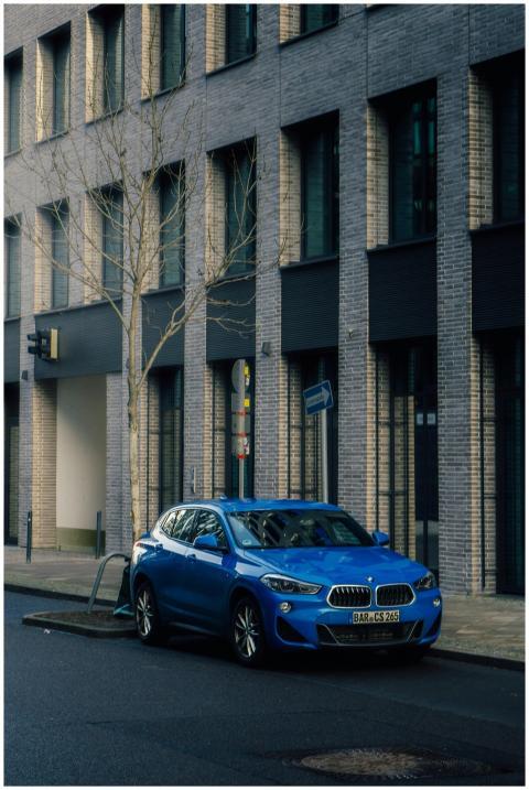 Blue Car Parked City