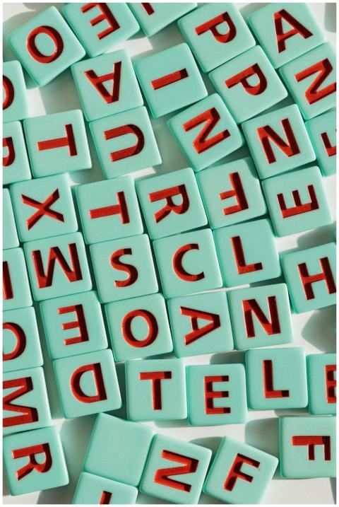 An arrangement of colorful letter tiles, perfect f