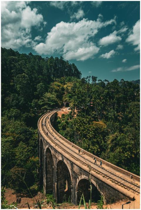 Stunning aerial view of the iconic Nine Arch Bridg