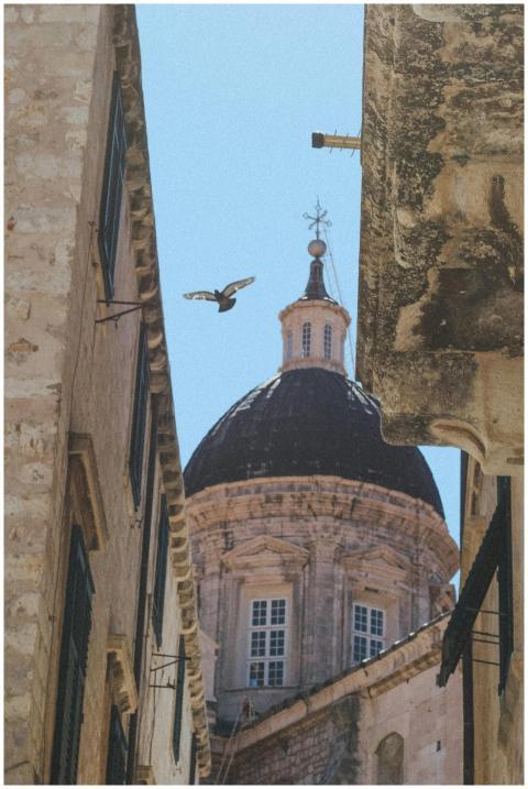 Beautiful view of a historic church dome and archi