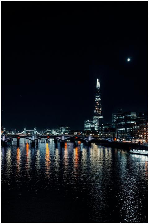 Captivating night cityscape of London's Shard skys