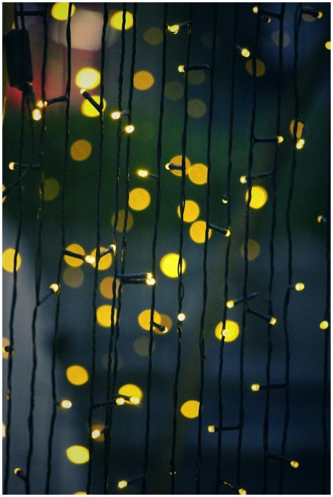 A mesmerizing display of hanging string lights cre