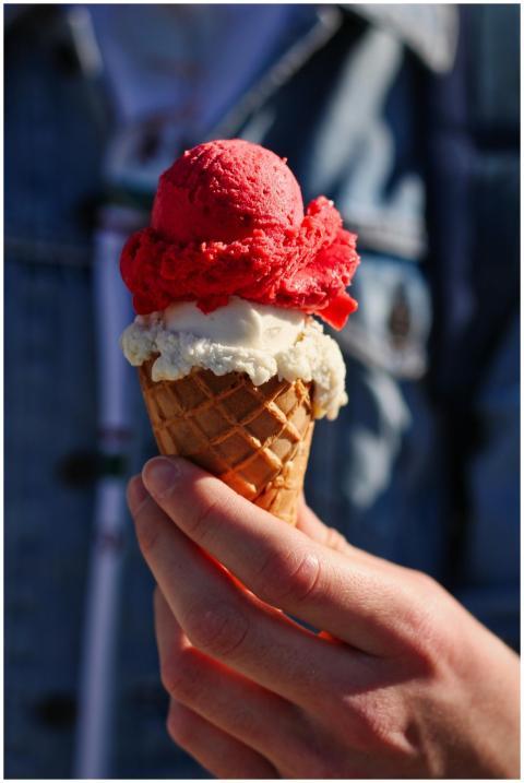 Hand holding a delicious ice cream cone with vibra