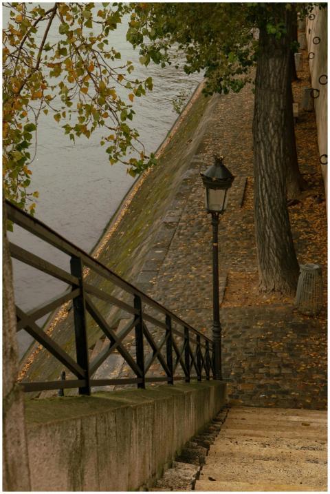 Discover a serene autumn pathway by the Seine Rive
