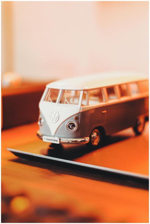 Selective focus on a classic Volkswagen Kombi toy