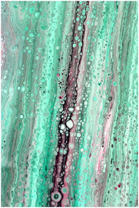 Vibrant abstract fluid art featuring turquoise and