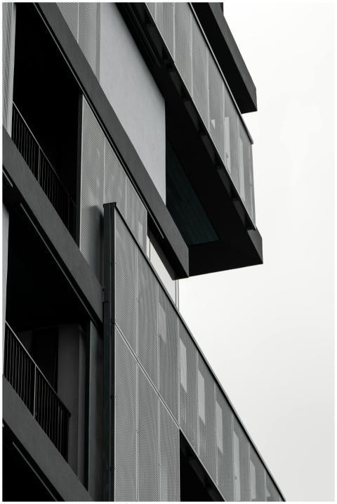 Close-up of a modern office building facade in Cur