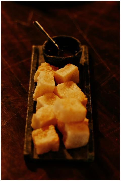 Delicious Brazilian snack of fried tapioca cubes s