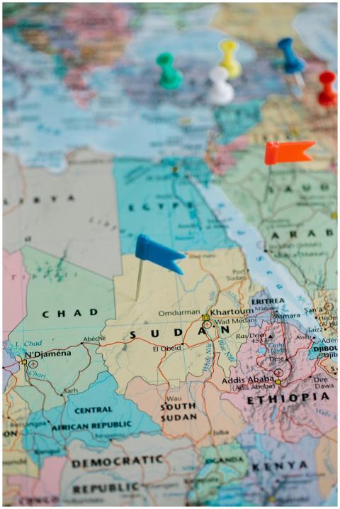 Detailed map of Africa with pushpins marking locat