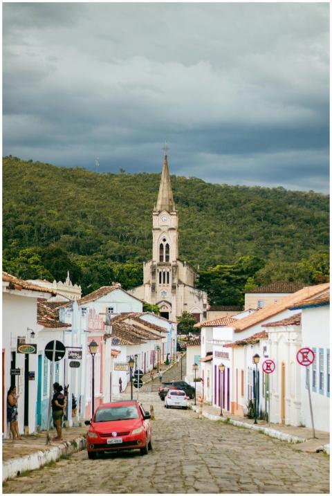 Idyllic view of a cobblestone street leading to a